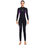Women Pure Color Splicing Long Sleeve Thickening Diving Suit Swimsuit