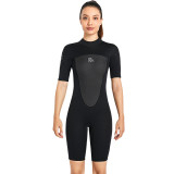 Women Pure Color Short Sleeve Thickening Diving Suit Swimsuit
