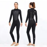 Women Pure Color Splicing Long Sleeve Thickening Diving Suit Swimsuit
