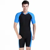 Men Pure Color Zipper Short Sleeve Diving Suit Swimsuit