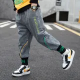 Toddler Boys Fashion Slogan Jeans With Zipper and Pocket