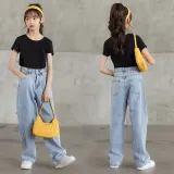Toddler Girls Fashion Loose Jeans Blue Wide Leg Pants