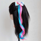 Girls Unicorn Rainbow Wig Colorful Bow Wig