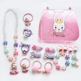 Princess Flowers Hair Accessories Jewelry Box Set Necklace Earring For Girls Gift