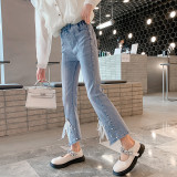 Girls Fashion Pearl Bootcut Jeans