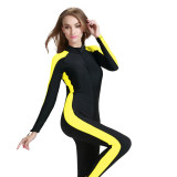 Women Pure Color Zipper Long Sleeve Diving Suit Swimsuit