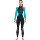 Women Color Matching Long Sleeve Thickening Diving Suit Swimsuit