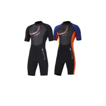 Men Printed Color Matching Short Sleeve Thickening Diving Suit Swimsuit
