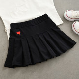 Toddler Girls Heart Pattern Pure Color Pleated Skirt