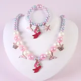 Mermaid Jewelry Box Set Necklace Earring For Girls Gift