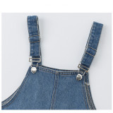 Toddler Girls Fashion Blue Jeans Overalls Pants With Pocket