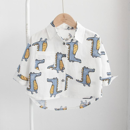 Toddler Boys Long Sleeve Dinosaur Pattern Shirt