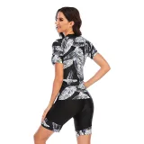 Women Printed Leaves Short Sleeve Surfing Suit Sexy Two-piece Swimsuit