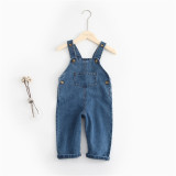 Toddler Girls Fashion Solid Color Overalls Pants With Pocket