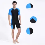 Men Pure Color Zipper Short Sleeve Diving Suit Swimsuit
