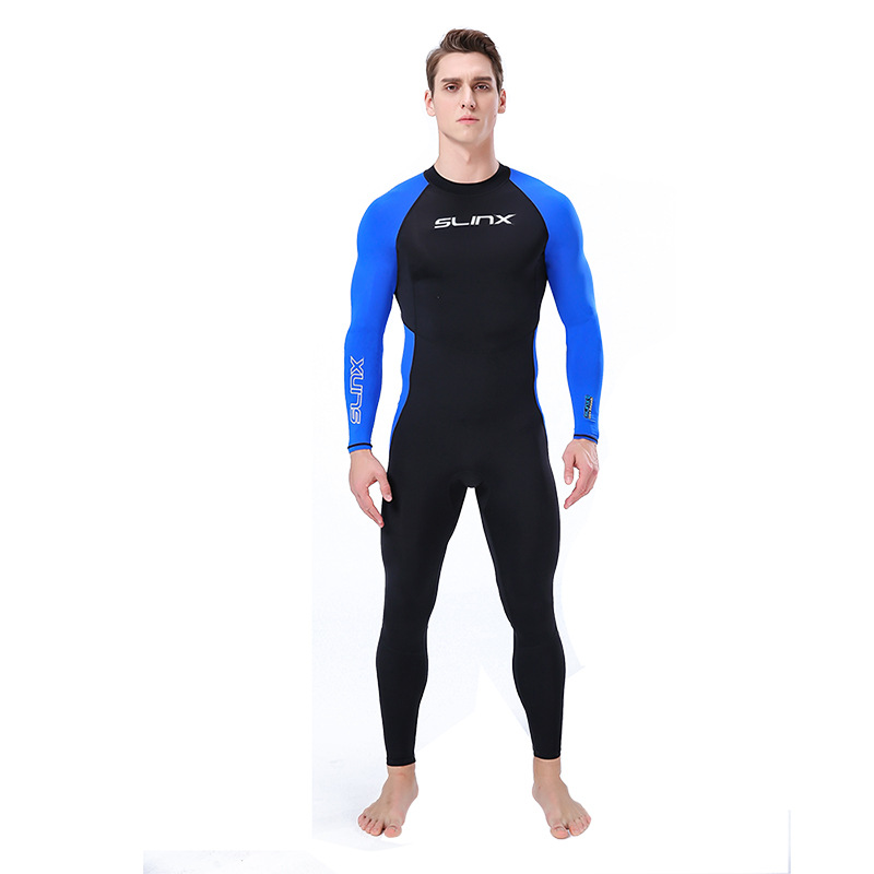 Men Color Matching Splicing Long Sleeve Diving Suit Swimsuit