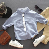 Boys Long Sleeve Cotton Solid Color Shirt