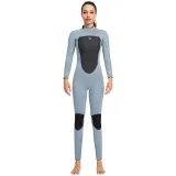 Women Pure Color Splicing Long Sleeve Thickening Diving Suit Swimsuit
