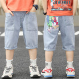 Toddler Boys Pants Cartoon Dinosaur Pattern Blue Jeans Shorts