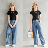 Toddler Girls Fashion Loose Pants Wide Leg Jeans Pants