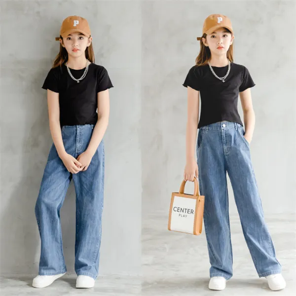 Toddler Girls Fashion Loose Pants Wide Leg Jeans Pants