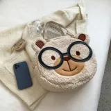 Plush Bear Canvas Pattern Single Shoulder Bag