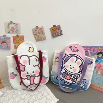Radish Rabbit Canvas Pattern Single Shoulder Handbag