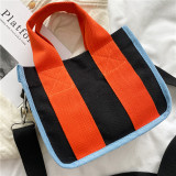 Open Type Canvas Pattern Single Shoulder Bag