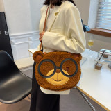 Plush Bear Canvas Pattern Single Shoulder Bag
