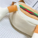 Hamburger Canvas Pattern Single Shoulder Handbag