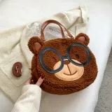 Plush Bear Canvas Pattern Single Shoulder Bag
