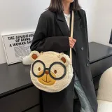Plush Bear Canvas Pattern Single Shoulder Bag