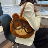 Plush Bear Canvas Pattern Single Shoulder Bag