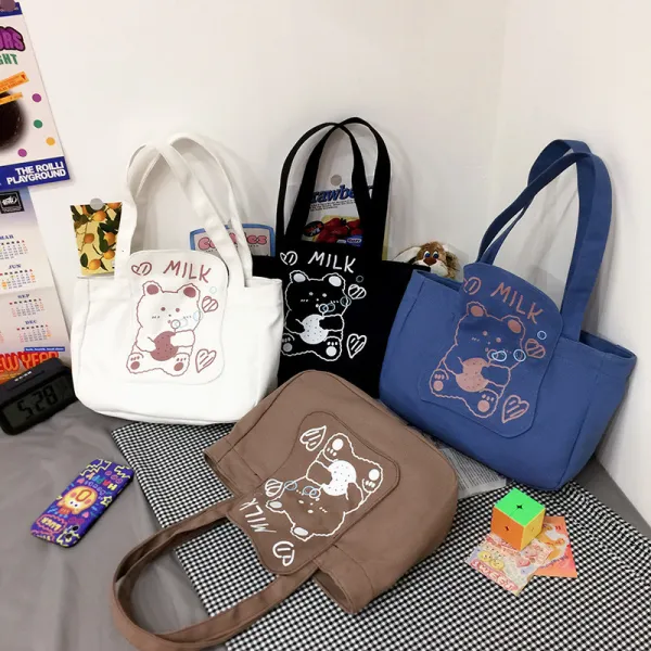 Bubbly Bear Canvas Pattern Single Shoulder Bag