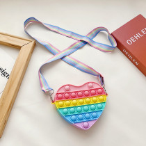 Rainbow Heart Pop It Fidget Push Pop Bubble Sensory Fidget Stress Relief Shoulder Bag