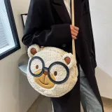Plush Bear Canvas Pattern Single Shoulder Bag
