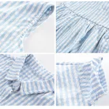 Brother and Sister Outfit with Girl Blue Striped Dress and Boy Striped Set