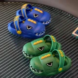 Toddlers Kids 3D Cartoon Dinosaur Flat Beach Summer Slippers