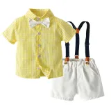 Brother and Sister Outfit Twins Baby Boy Bib Shorts and Girl Dress