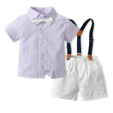 Brother and Sister Outfit Twins Boy Overalls Suit and Girl Dress with Hat