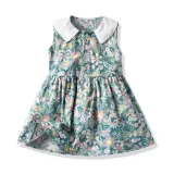 Brother and Sister Flower Pattern Outfit Twins Boy Shirts Suspender Shorts and Girl Dress