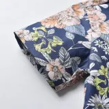 Brother and Sister Flower Pattern Outfit Twins Boy Shirts Suspender Shorts and Girl Dress