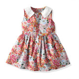 Brother and Sister Flower Pattern Outfit Twins Boy Overalls Suit and Girl Sleeveless Dress