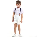Brother and Sister Outfit Twins Boy Overalls Suit and Girl Dress with Hat