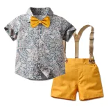 Brother and Sister Flower Outfit Twins Boy Short Set and Girl Dress