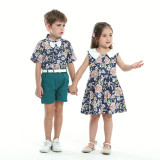 Brother and Sister Outfit Twins Boy Short Set and Girl Dress