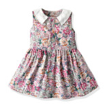 Brother and Sister Flower Pattern Outfit Twins Boy Overalls Suit and Girl Sleeveless Dress