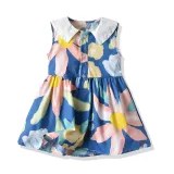 Brother and Sister Flower Pattern Outfit Twins Boy Short Set and Girl Sleeveless Dress