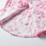 Brother and Sister Flower Pattern Outfit Twins Boy Pink Shorts Set and Girl Dress
