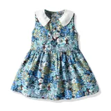 Brother and Sister Flower Pattern Outfit Twins Boy Overalls Suit and Girl Sleeveless Dress